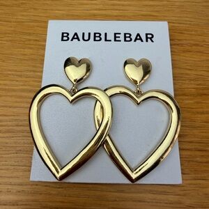 BaubleBar Shiny Gold Heart Drop Earrings NWT